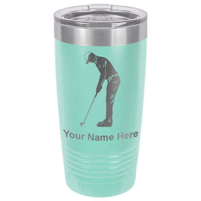 20oz Vacuum Insulated Tumbler Mug, Golfer Putting, Personalized Engraving Included