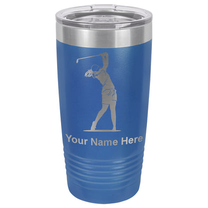 20oz Vacuum Insulated Tumbler Mug, Golfer Woman, Personalized Engraving Included