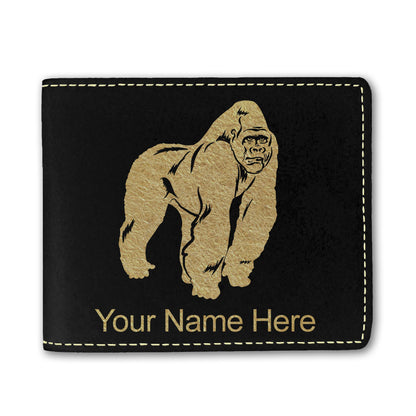Faux Leather Bi-Fold Wallet, Gorilla, Personalized Engraving Included