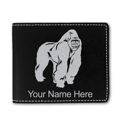 Faux Leather Bi-Fold Wallet, Gorilla, Personalized Engraving Included