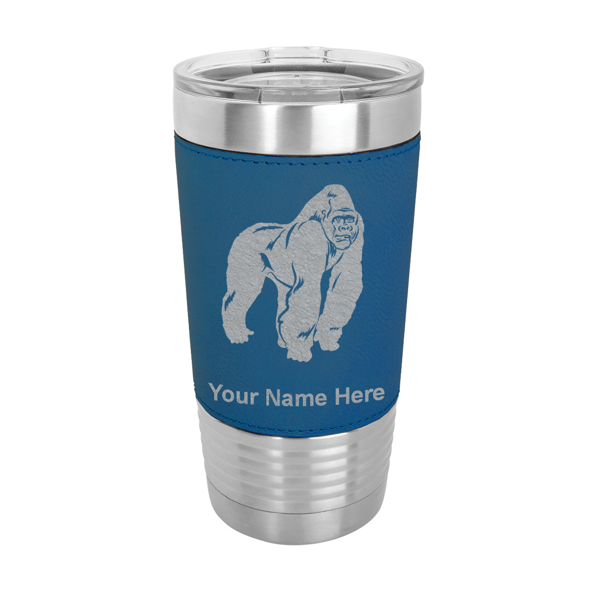20oz Faux Leather Tumbler Mug, Gorilla, Personalized Engraving Included - LaserGram Custom Engraved Gifts