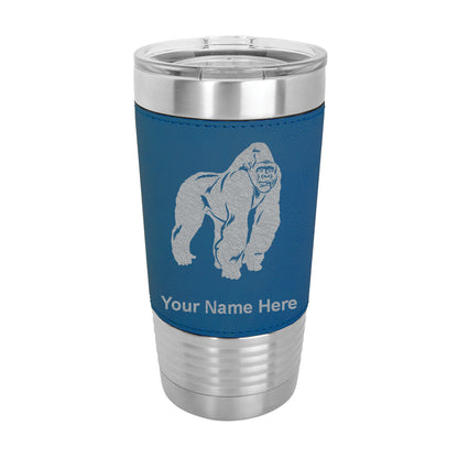 20oz Faux Leather Tumbler Mug, Gorilla, Personalized Engraving Included - LaserGram Custom Engraved Gifts