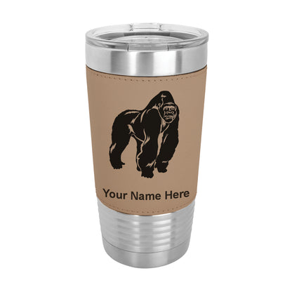 20oz Faux Leather Tumbler Mug, Gorilla, Personalized Engraving Included - LaserGram Custom Engraved Gifts