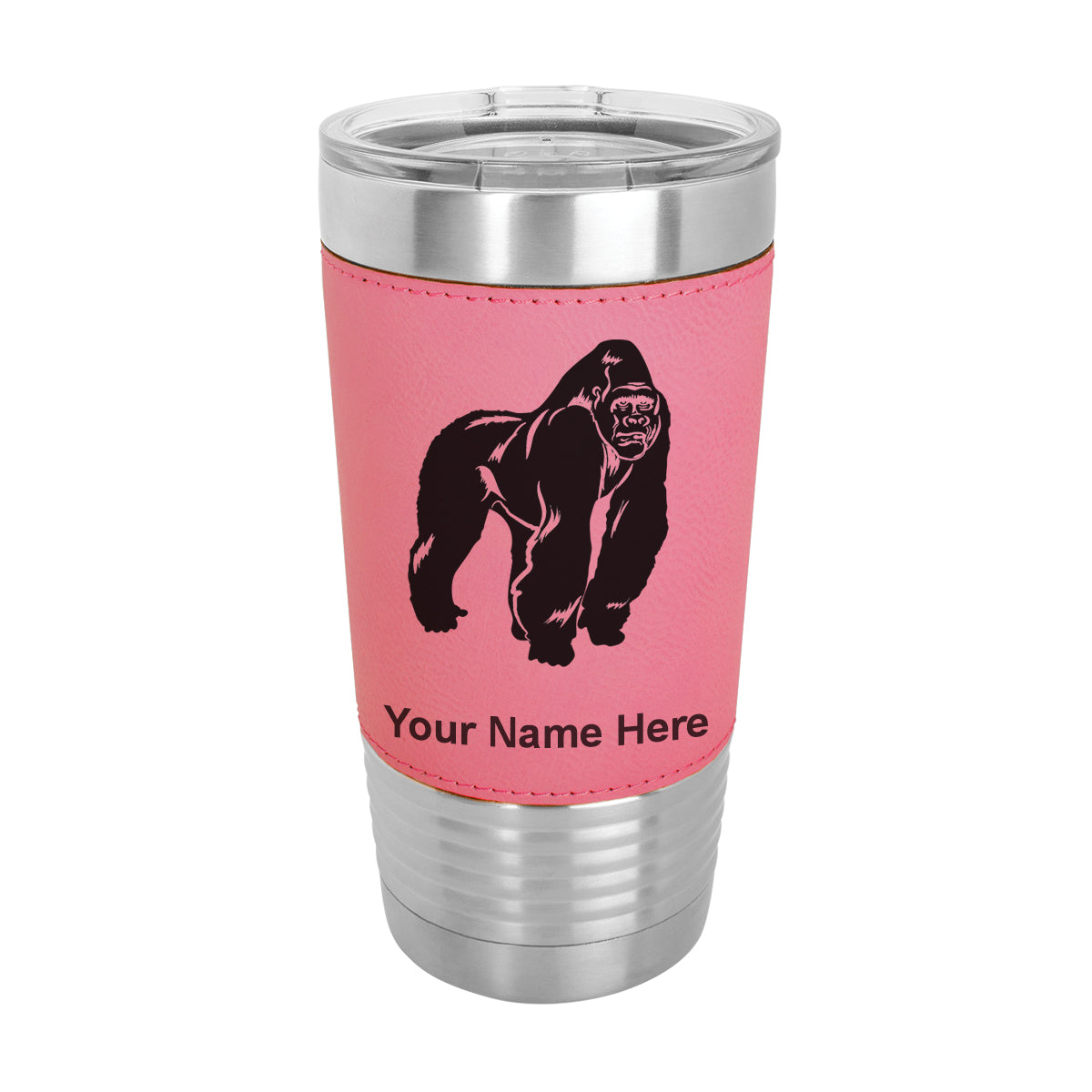 20oz Faux Leather Tumbler Mug, Gorilla, Personalized Engraving Included - LaserGram Custom Engraved Gifts