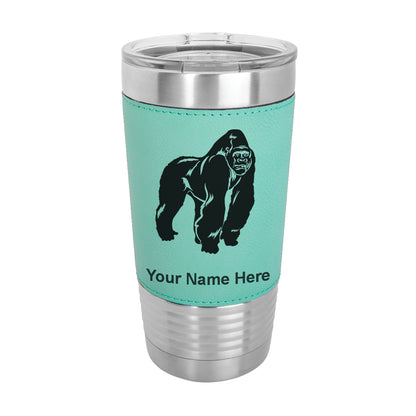20oz Faux Leather Tumbler Mug, Gorilla, Personalized Engraving Included - LaserGram Custom Engraved Gifts