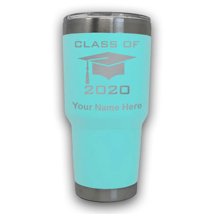 LaserGram 30oz Tumbler Mug, Grad Cap Class of 2020, 2021, 2022, 2023, 2024, 2025, Personalized Engraving Included