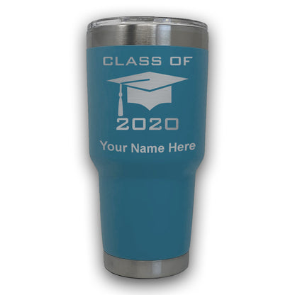LaserGram 30oz Tumbler Mug, Grad Cap Class of 2020, 2021, 2022, 2023, 2024, 2025, Personalized Engraving Included