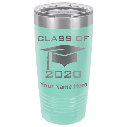 20oz Vacuum Insulated Tumbler Mug, Grad Cap Class of 2020, 2021, 2022, 2023 2024, 2025, Personalized Engraving Included