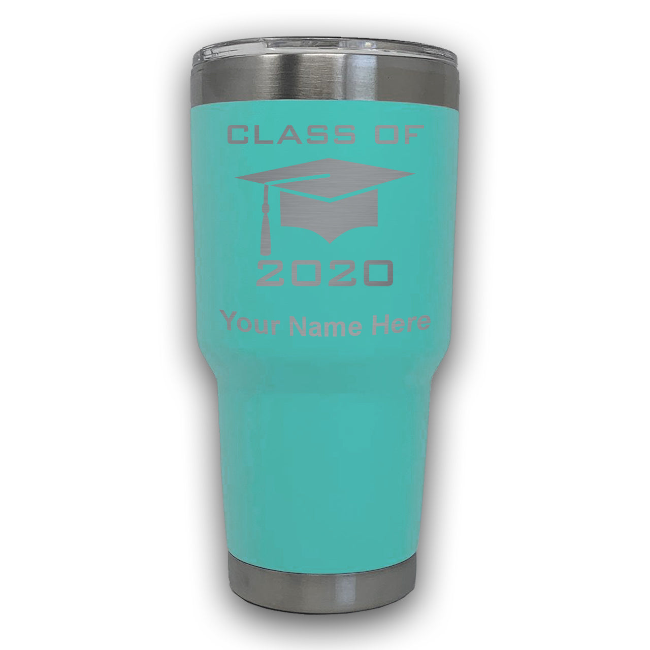 LaserGram 30oz Tumbler Mug, Grad Cap Class of 2020, 2021, 2022, 2023, 2024, 2025, Personalized Engraving Included