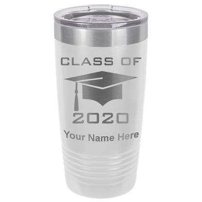 20oz Vacuum Insulated Tumbler Mug, Grad Cap Class of 2020, 2021, 2022, 2023 2024, 2025, Personalized Engraving Included