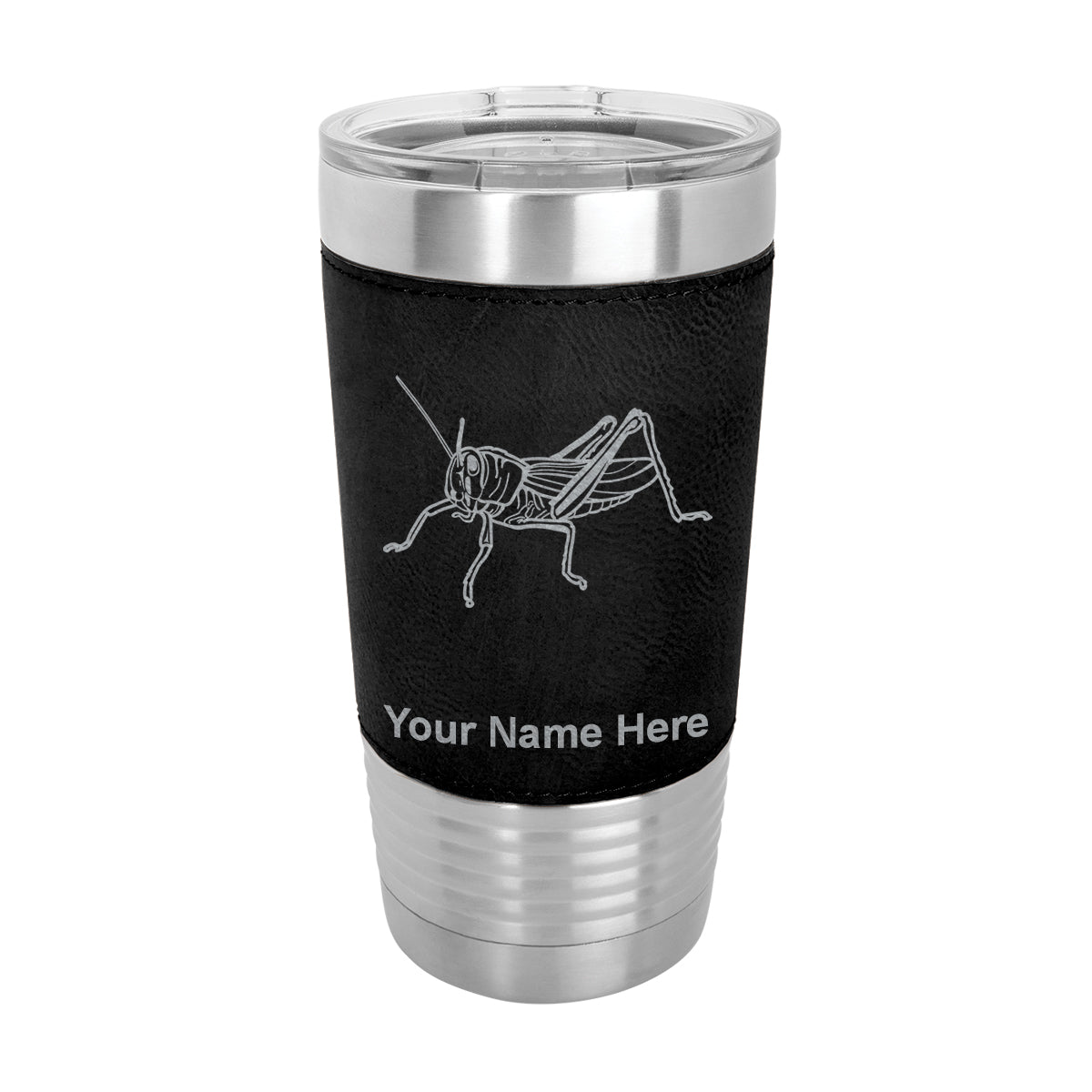 20oz Faux Leather Tumbler Mug, Grasshopper, Personalized Engraving Included - LaserGram Custom Engraved Gifts