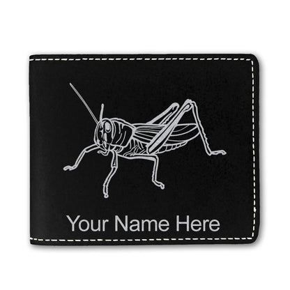 Faux Leather Bi-Fold Wallet, Grasshopper, Personalized Engraving Included