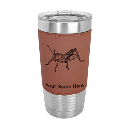 20oz Faux Leather Tumbler Mug, Grasshopper, Personalized Engraving Included - LaserGram Custom Engraved Gifts