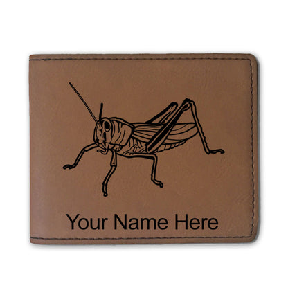 Faux Leather Bi-Fold Wallet, Grasshopper, Personalized Engraving Included