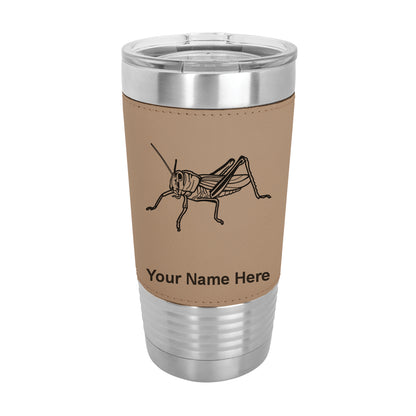 20oz Faux Leather Tumbler Mug, Grasshopper, Personalized Engraving Included - LaserGram Custom Engraved Gifts