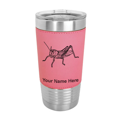 20oz Faux Leather Tumbler Mug, Grasshopper, Personalized Engraving Included - LaserGram Custom Engraved Gifts