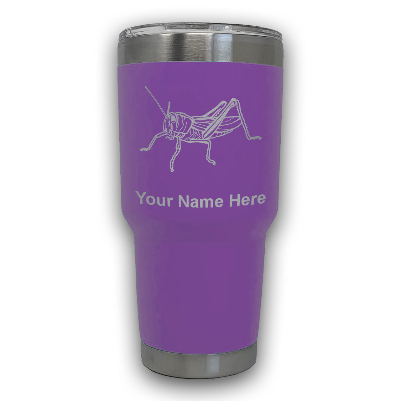 LaserGram 30oz Tumbler Mug, Grasshopper, Personalized Engraving Included