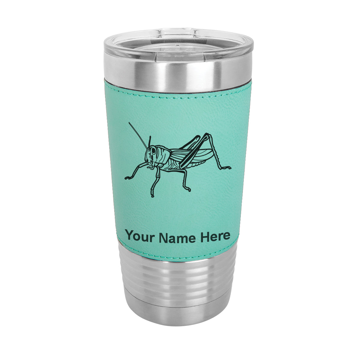 20oz Faux Leather Tumbler Mug, Grasshopper, Personalized Engraving Included - LaserGram Custom Engraved Gifts
