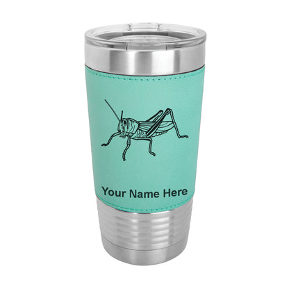 20oz Faux Leather Tumbler Mug, Grasshopper, Personalized Engraving Included - LaserGram Custom Engraved Gifts