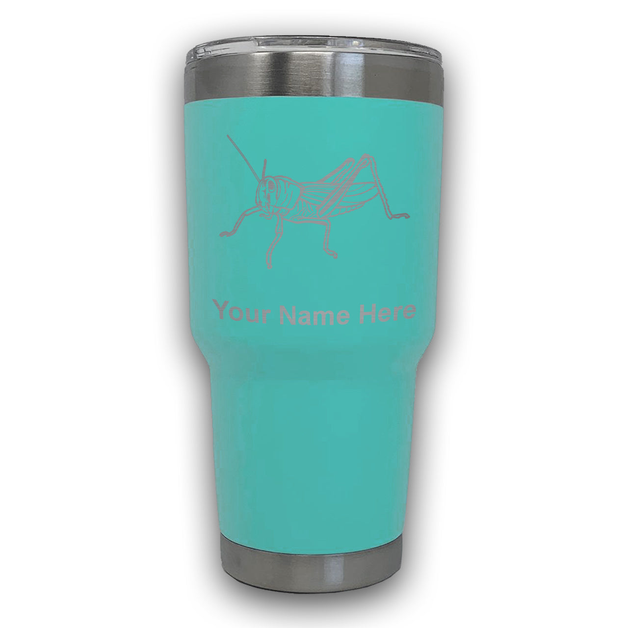 LaserGram 30oz Tumbler Mug, Grasshopper, Personalized Engraving Included