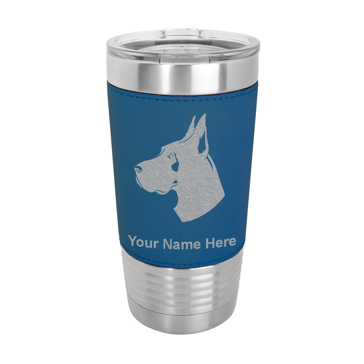20oz Faux Leather Tumbler Mug, Great Dane Dog, Personalized Engraving Included - LaserGram Custom Engraved Gifts
