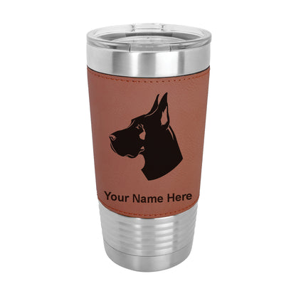20oz Faux Leather Tumbler Mug, Great Dane Dog, Personalized Engraving Included - LaserGram Custom Engraved Gifts