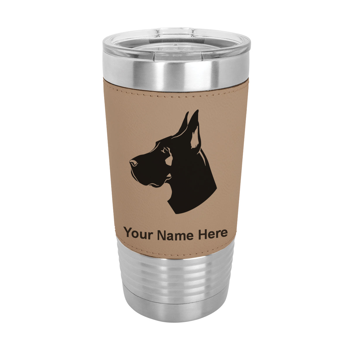 20oz Faux Leather Tumbler Mug, Great Dane Dog, Personalized Engraving Included - LaserGram Custom Engraved Gifts