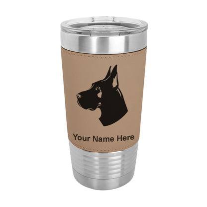 20oz Faux Leather Tumbler Mug, Great Dane Dog, Personalized Engraving Included - LaserGram Custom Engraved Gifts