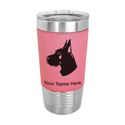 20oz Faux Leather Tumbler Mug, Great Dane Dog, Personalized Engraving Included - LaserGram Custom Engraved Gifts