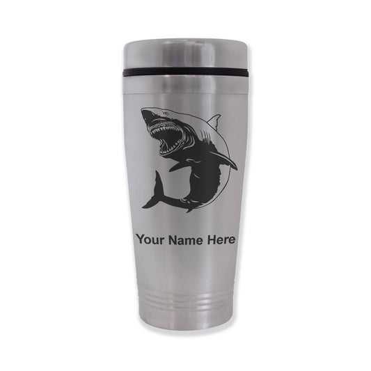 Commuter Travel Mug, Great White Shark, Personalized Engraving Included
