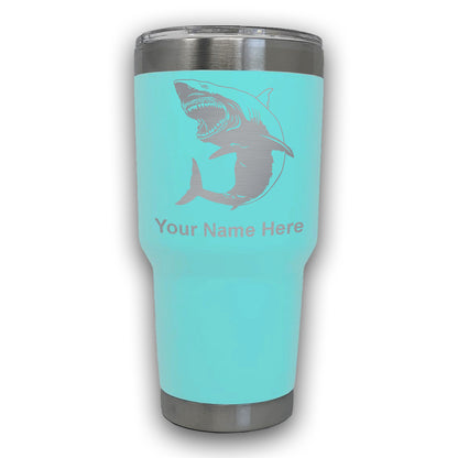 LaserGram 30oz Tumbler Mug, Great White Shark, Personalized Engraving Included