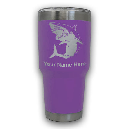 LaserGram 30oz Tumbler Mug, Great White Shark, Personalized Engraving Included