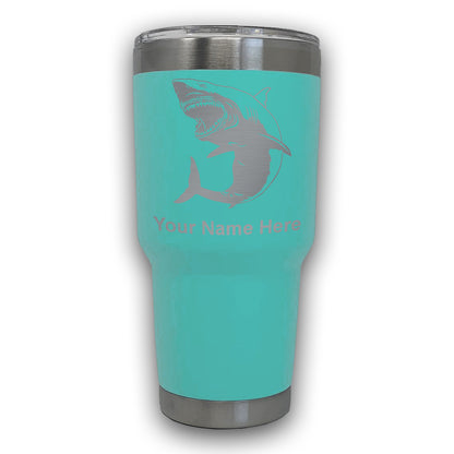 LaserGram 30oz Tumbler Mug, Great White Shark, Personalized Engraving Included