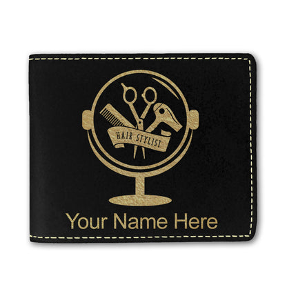 Faux Leather Bi-Fold Wallet, Hair Stylist, Personalized Engraving Included