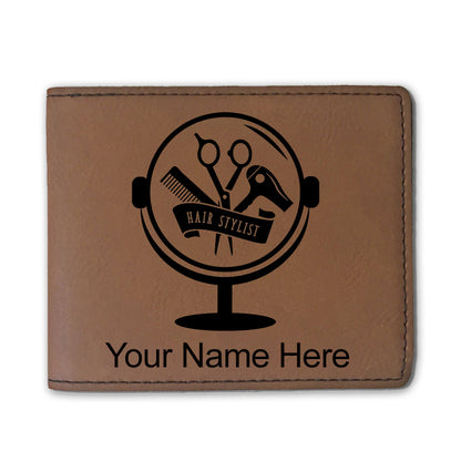 Faux Leather Bi-Fold Wallet, Hair Stylist, Personalized Engraving Included