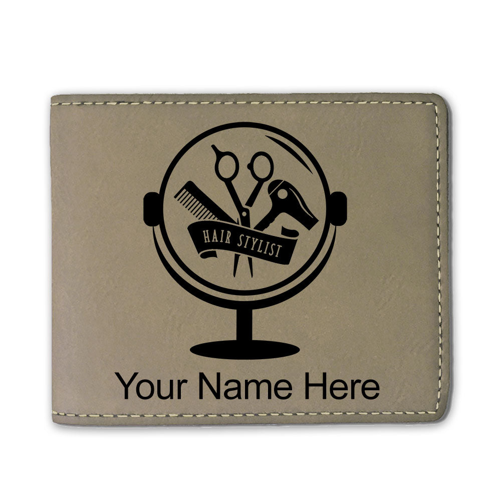 Faux Leather Bi-Fold Wallet, Hair Stylist, Personalized Engraving Included