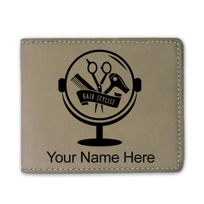 Faux Leather Bi-Fold Wallet, Hair Stylist, Personalized Engraving Included