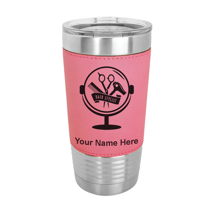 20oz Faux Leather Tumbler Mug, Hair Stylist, Personalized Engraving Included - LaserGram Custom Engraved Gifts