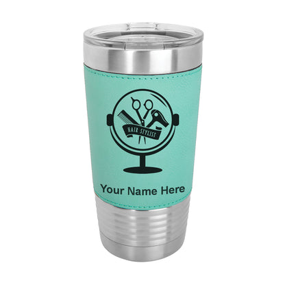 20oz Faux Leather Tumbler Mug, Hair Stylist, Personalized Engraving Included - LaserGram Custom Engraved Gifts