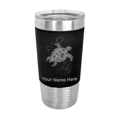 20oz Faux Leather Tumbler Mug, Hawaiian Sea Turtle, Personalized Engraving Included - LaserGram Custom Engraved Gifts