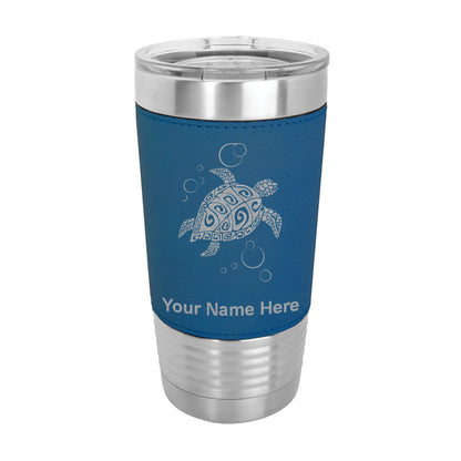 20oz Faux Leather Tumbler Mug, Hawaiian Sea Turtle, Personalized Engraving Included - LaserGram Custom Engraved Gifts