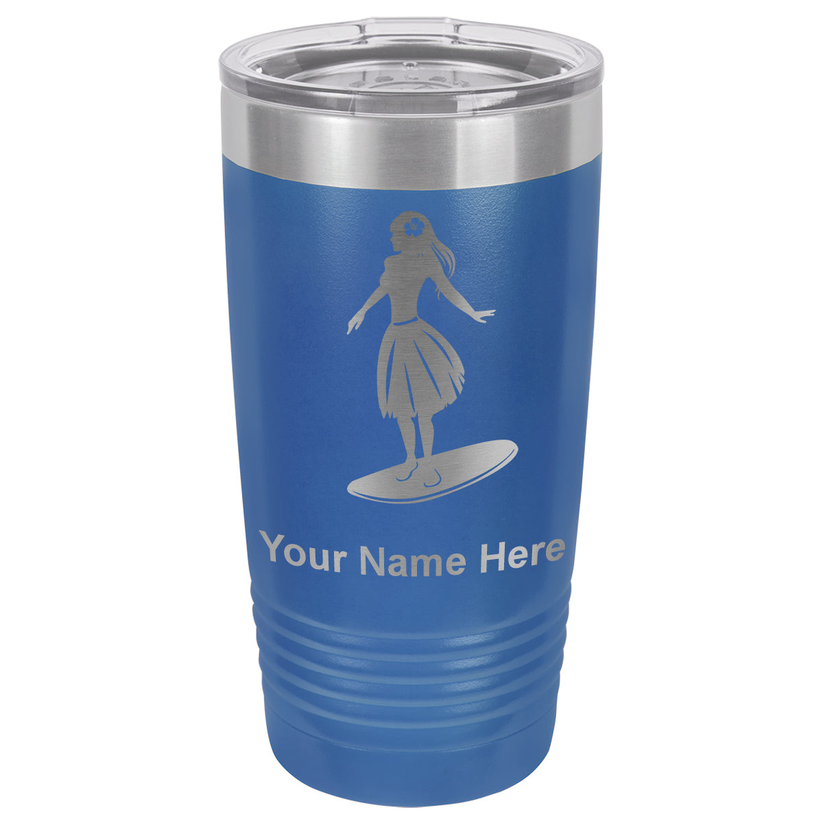 20oz Vacuum Insulated Tumbler Mug, Hawaiian Surfer Girl, Personalized Engraving Included