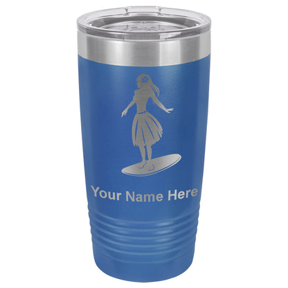 20oz Vacuum Insulated Tumbler Mug, Hawaiian Surfer Girl, Personalized Engraving Included