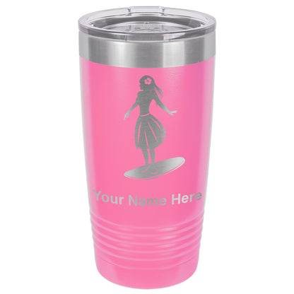 20oz Vacuum Insulated Tumbler Mug, Hawaiian Surfer Girl, Personalized Engraving Included