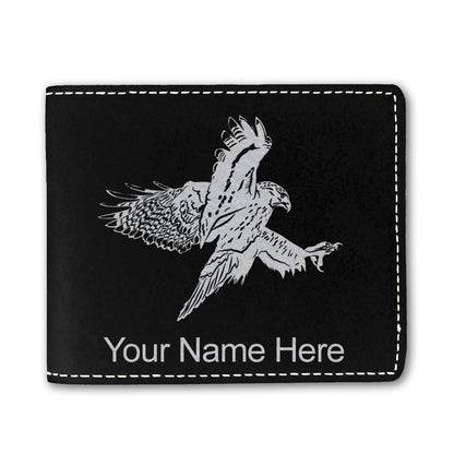 Faux Leather Bi-Fold Wallet, Hawk, Personalized Engraving Included