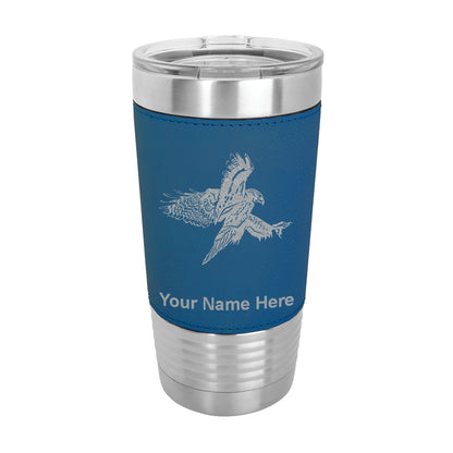 20oz Faux Leather Tumbler Mug, Hawk, Personalized Engraving Included - LaserGram Custom Engraved Gifts