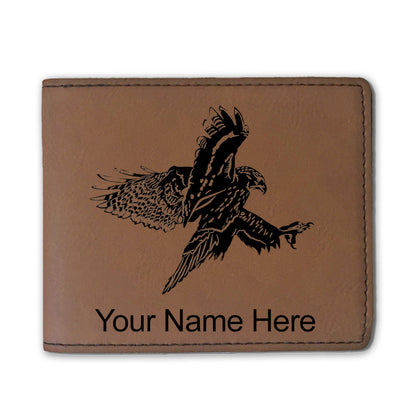 Faux Leather Bi-Fold Wallet, Hawk, Personalized Engraving Included