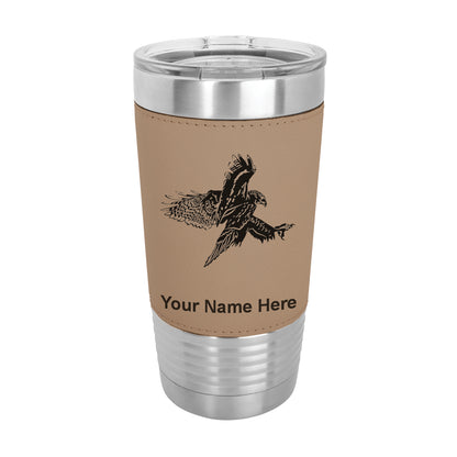 20oz Faux Leather Tumbler Mug, Hawk, Personalized Engraving Included - LaserGram Custom Engraved Gifts
