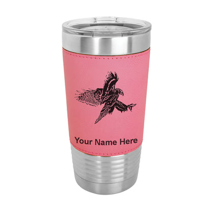 20oz Faux Leather Tumbler Mug, Hawk, Personalized Engraving Included - LaserGram Custom Engraved Gifts