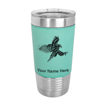 20oz Faux Leather Tumbler Mug, Hawk, Personalized Engraving Included - LaserGram Custom Engraved Gifts